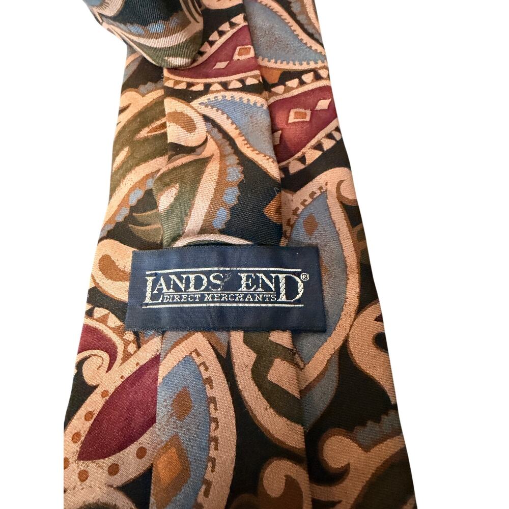 Lands End Silk Tie Paisley Necktie USA Vintage Multicolor Classic - Picture 6 of 10